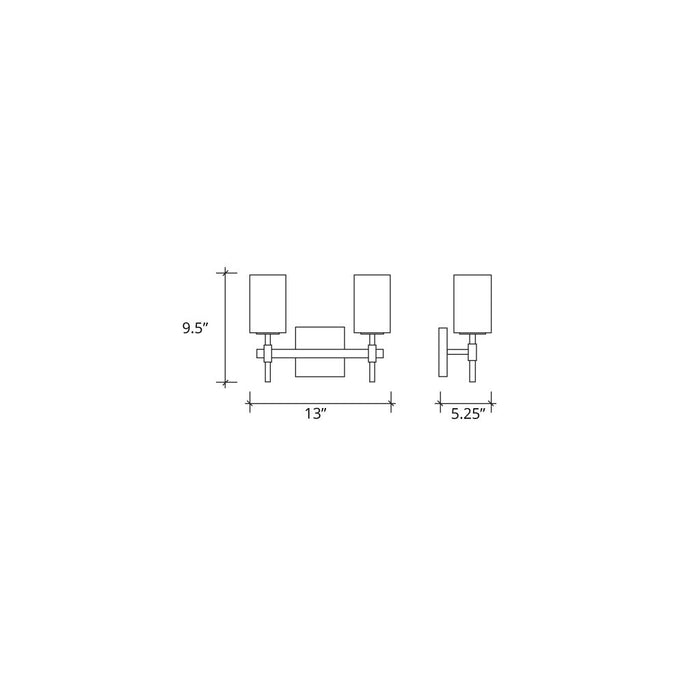 Justice Designs GLA-8412-26-CLRT-DBRZ Two Light Bath Bar, Dark Bronze