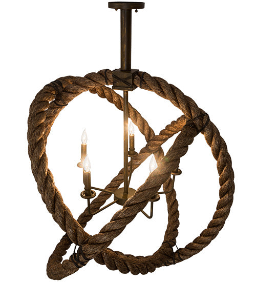 Meyda Tiffany 186114 Five Light Pendant, Antique Brass Matte