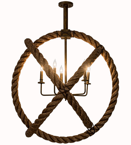 Meyda Tiffany 186114 Five Light Pendant, Antique Brass Matte
