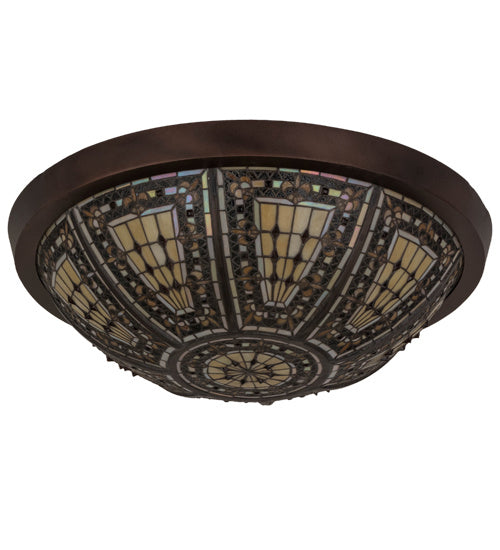 Meyda Tiffany 181416 Four Light Flushmount, Mahogany Bronze