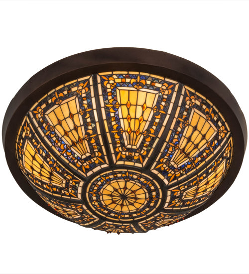 Meyda Tiffany 181416 Four Light Flushmount, Mahogany Bronze