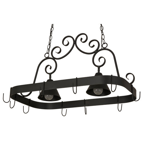 Meyda Tiffany 181987 Two Light Pot Rack, Blackwash