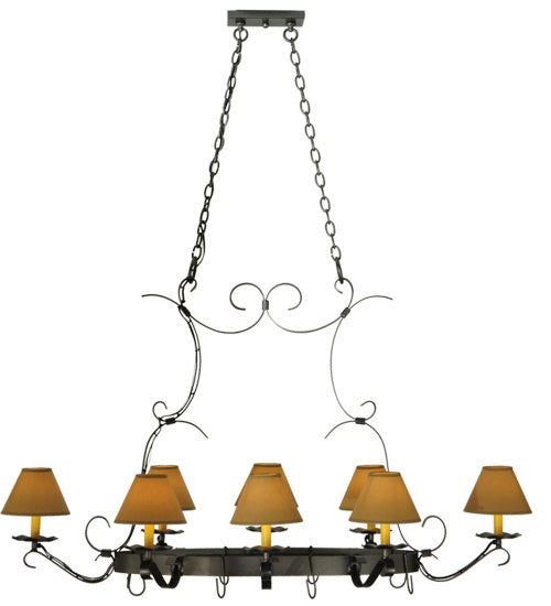 Meyda Tiffany 188402 Eight Light Pot Rack, Black Metal,Pewter