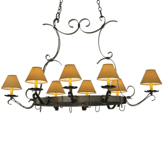 Meyda Tiffany 188402 Eight Light Pot Rack, Black Metal,Pewter