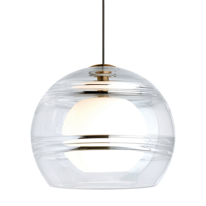Visual Comfort Modern 700FJSDNCR One Light Pendant, Aged Brass
