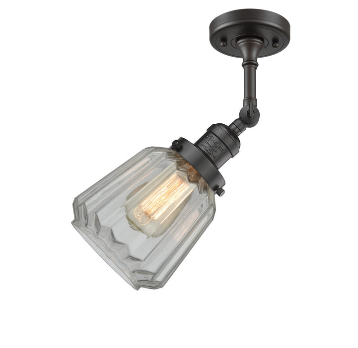 Innovations 201F-OB-G142 One Light Semi-Flush Mount, Oil Rubbed Bronze
