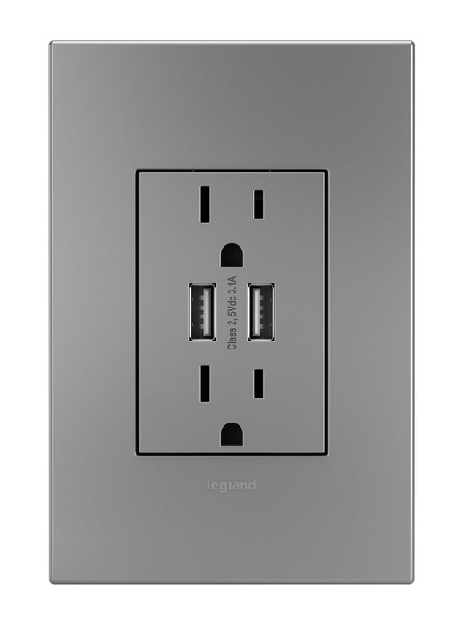 Legrand ARTRUSB153M4 Dual-USB Outlet, Magnesium