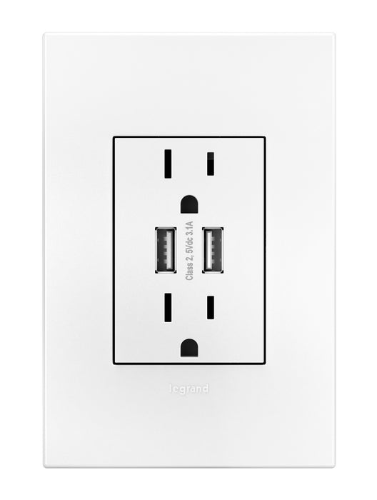 Legrand ARTRUSB153W4 Dual-USB Outlet, White