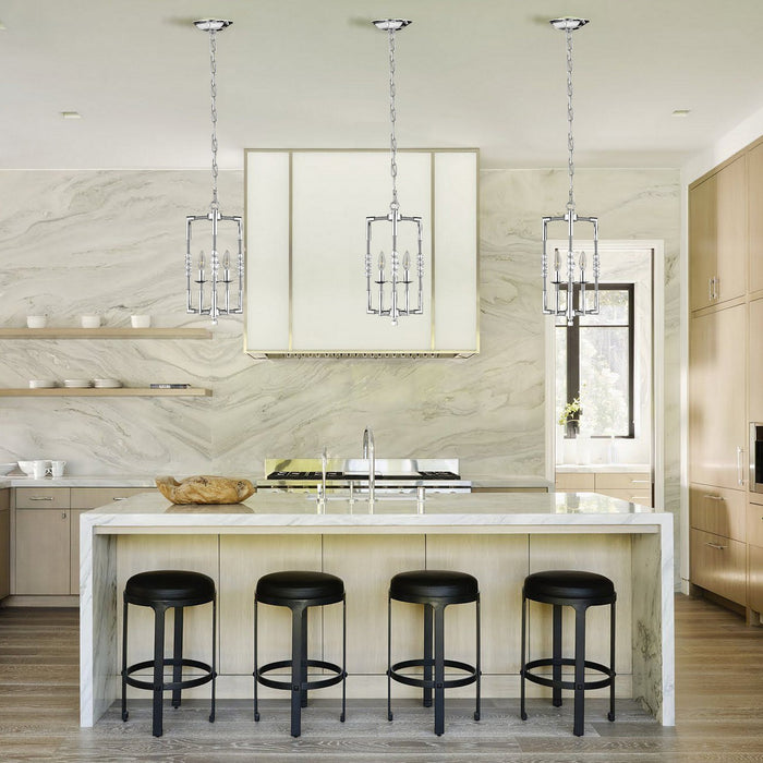 American Brass & Crystal CH3501-37G-38G-ST Three Light Chandelier, Pewter with Polished Nickel