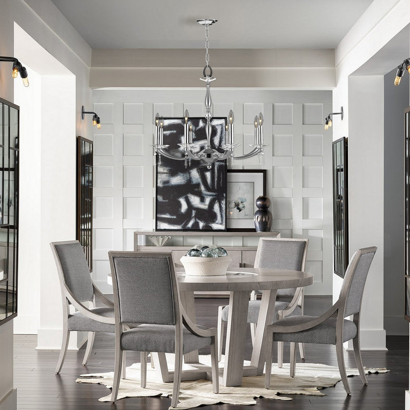 American Brass & Crystal CH5326-U-37G-38G-ST Eight Light Chandelier, Pewter with Polished Nickel