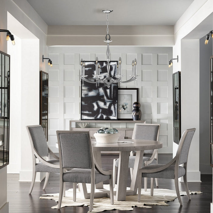 American Brass & Crystal CH5326-U-37G-38G-ST Eight Light Chandelier, Pewter with Polished Nickel
