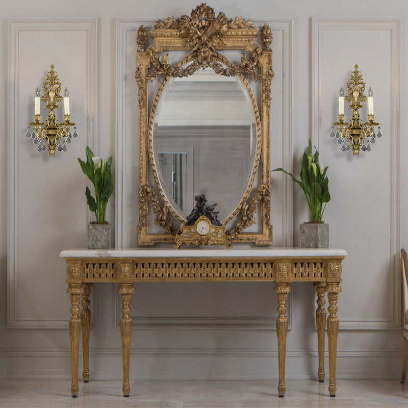 American Brass & Crystal WS9485-A-16G-PI Two Light Wall Sconce, True Brass