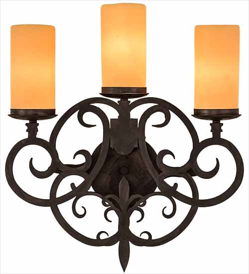Meyda Tiffany 189166 Three Light Wall Sconce, Costello Black