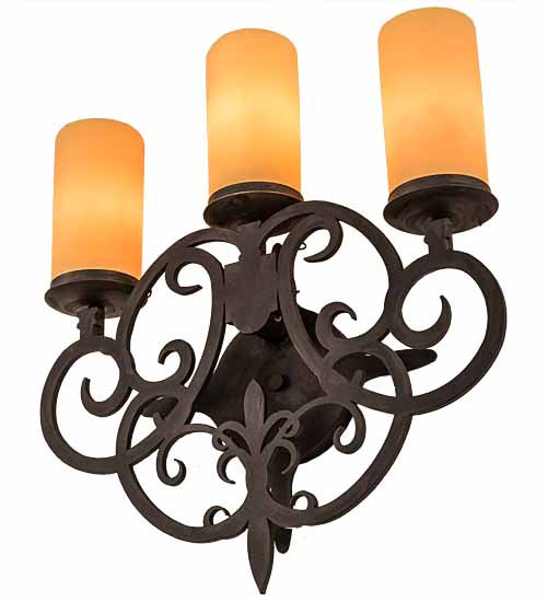 Meyda Tiffany 189166 Three Light Wall Sconce, Costello Black