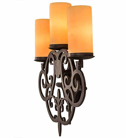 Meyda Tiffany 189166 Three Light Wall Sconce, Costello Black