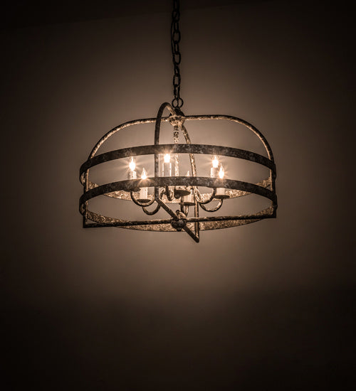 Meyda Tiffany 192658 Six Light Pendant, Graphite Pewter