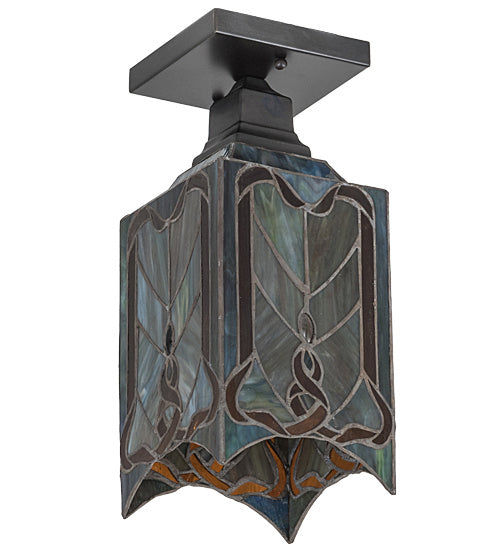 Meyda Tiffany 192693 One Light Flushmount, Craftsman Brown