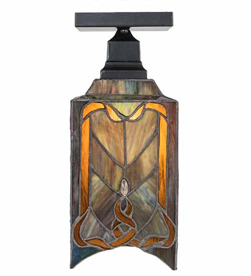 Meyda Tiffany 192693 One Light Flushmount, Craftsman Brown