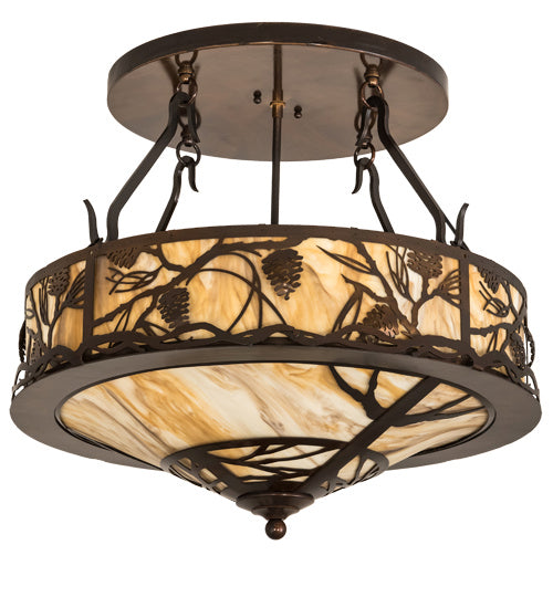 Meyda Tiffany 193442 Four Light Semi-Flushmount, Old Copper Pot