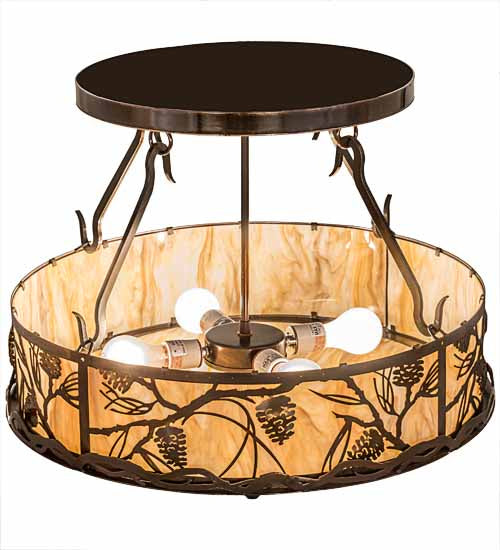 Meyda Tiffany 193442 Four Light Semi-Flushmount, Old Copper Pot