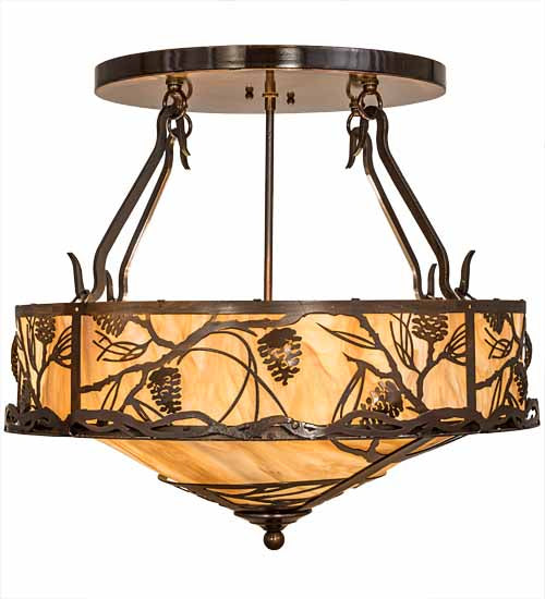 Meyda Tiffany 193442 Four Light Semi-Flushmount, Old Copper Pot