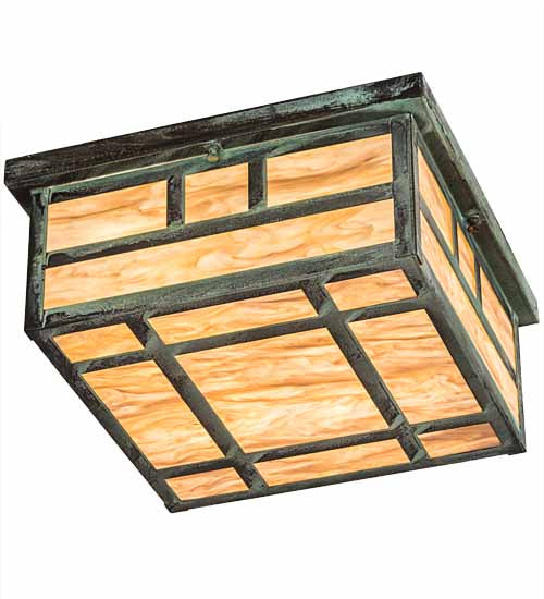 Meyda Tiffany 193476 Four Light Flushmount, Craftsman Verdi