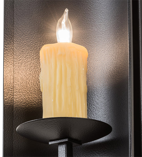 Meyda Tiffany 193480 One Light Wall Sconce, Black Satin Wrought Iron