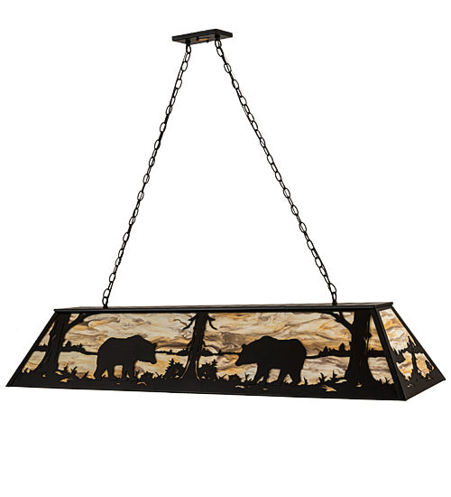 Meyda Tiffany 193481 Nine Light Oblong Pendant, Black Satin Wrought Iron