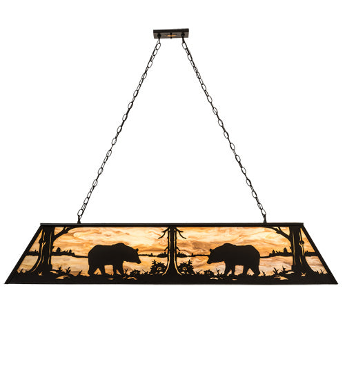 Meyda Tiffany 193481 Nine Light Oblong Pendant, Black Satin Wrought Iron