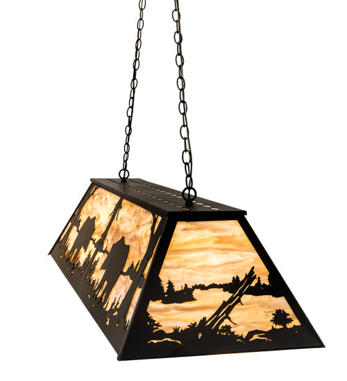 Meyda Tiffany 193481 Nine Light Oblong Pendant, Black Satin Wrought Iron