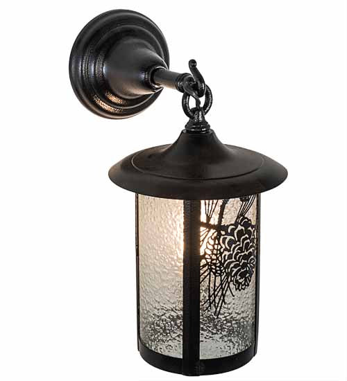 Meyda Tiffany 194138 One Light Wall Sconce, Black Satin Wrought Iron