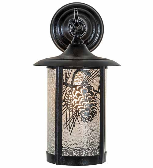 Meyda Tiffany 194138 One Light Wall Sconce, Black Satin Wrought Iron