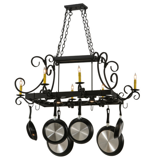 Meyda Tiffany 195226 Eight Light Pot Rack, Blackwash