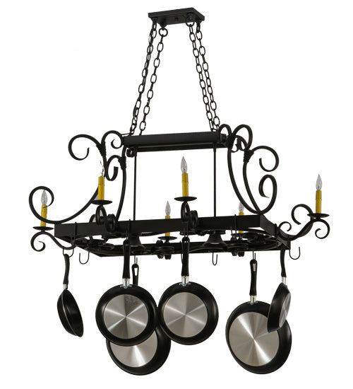 Meyda Tiffany 195226 Eight Light Pot Rack, Blackwash