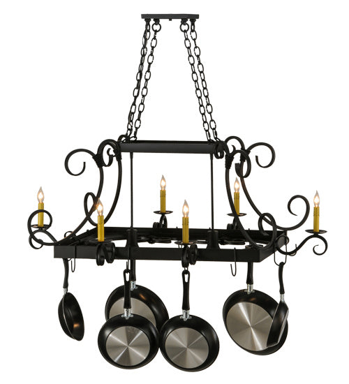 Meyda Tiffany 195226 Eight Light Pot Rack, Blackwash
