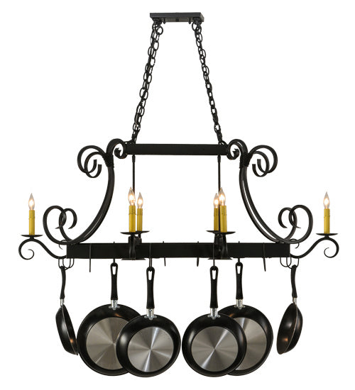 Meyda Tiffany 195226 Eight Light Pot Rack, Blackwash