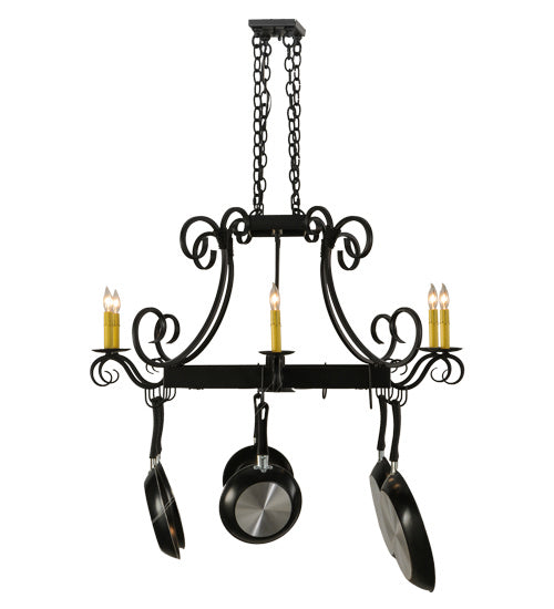 Meyda Tiffany 195226 Eight Light Pot Rack, Blackwash