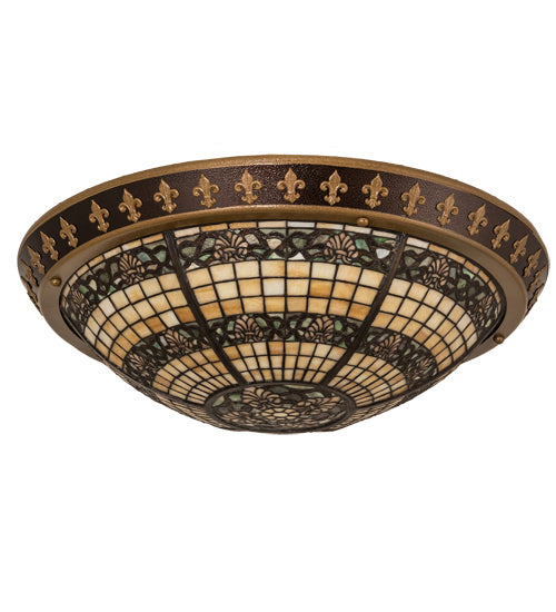 Meyda Tiffany 195918 Four Light Flushmount, Nu Gold & Copper Vein