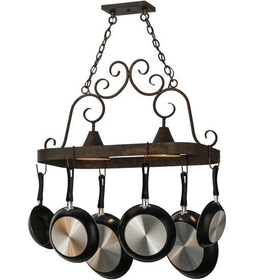 Meyda Tiffany 197892 Two Light Pot Rack, Gilded Tobacco