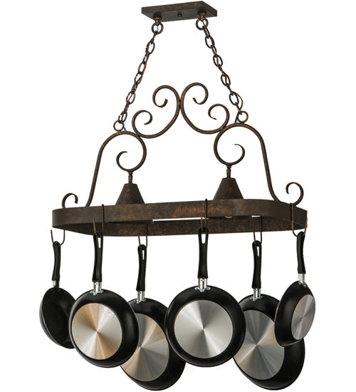 Meyda Tiffany 197892 Two Light Pot Rack, Gilded Tobacco