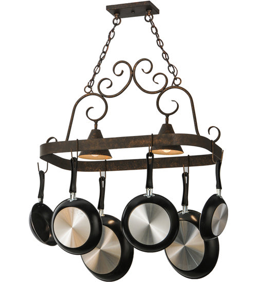 Meyda Tiffany 197892 Two Light Pot Rack, Gilded Tobacco