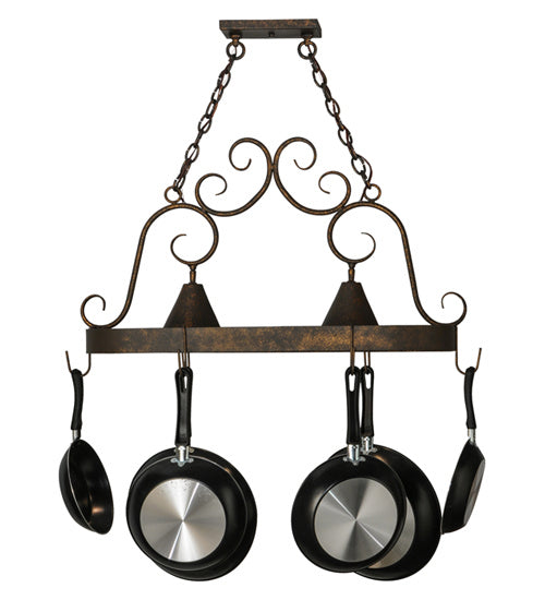 Meyda Tiffany 197892 Two Light Pot Rack, Gilded Tobacco