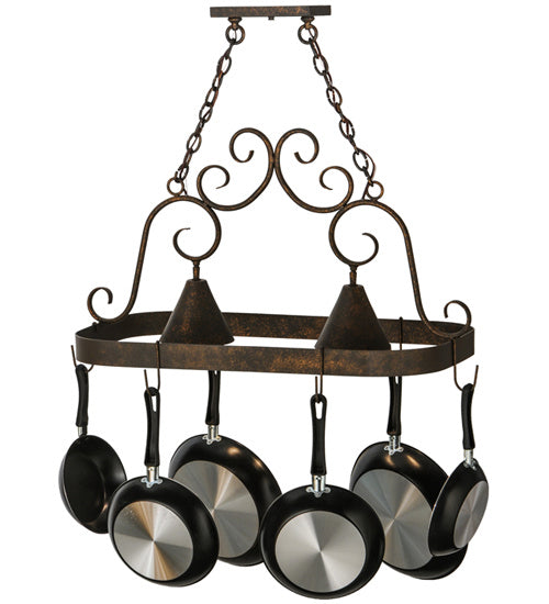 Meyda Tiffany 197892 Two Light Pot Rack, Gilded Tobacco