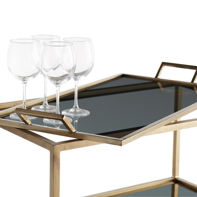 Arteriors 4395 Bar Cart, Antique Brass