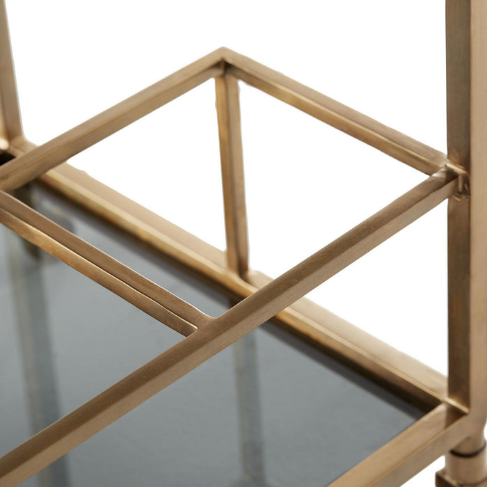 Arteriors 4395 Bar Cart, Antique Brass