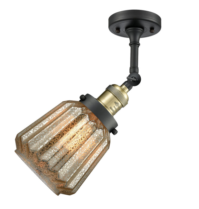 Innovations 201F-BAB-G146 One Light Semi-Flush Mount, Black Antique Brass