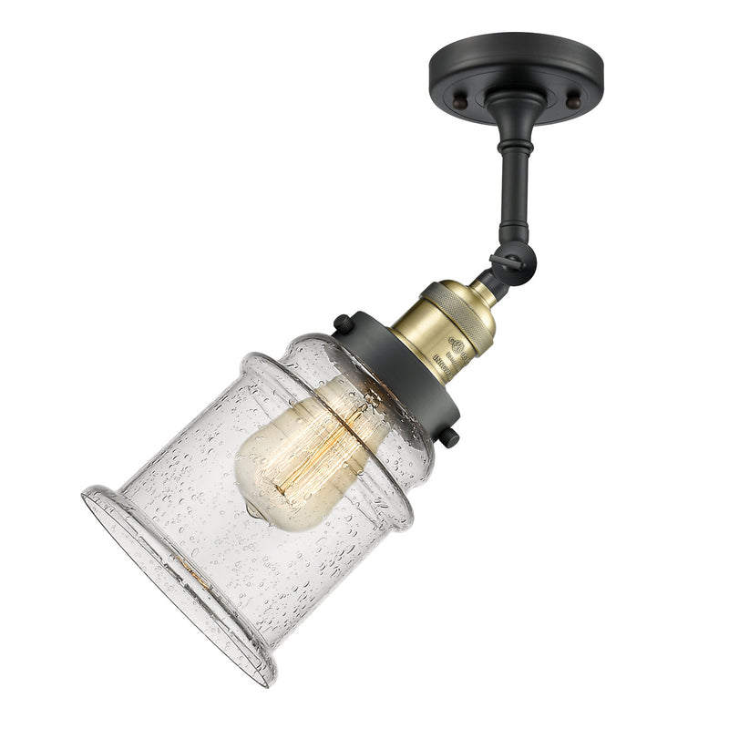 Innovations 201F-BAB-G184 One Light Semi-Flush Mount, Black Antique Brass