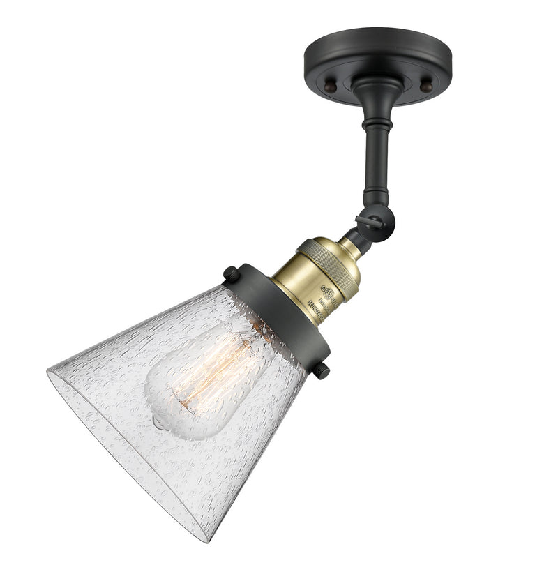 Innovations 201F-BAB-G64 One Light Semi-Flush Mount, Black Antique Brass