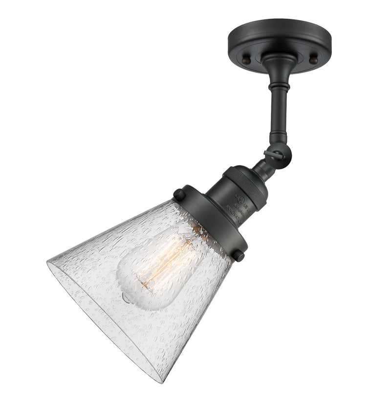Innovations 201F-BK-G64 One Light Semi-Flush Mount, Matte Black