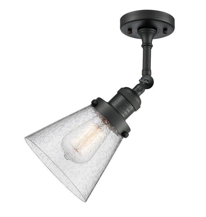 Innovations 201F-BK-G64 One Light Semi-Flush Mount, Matte Black